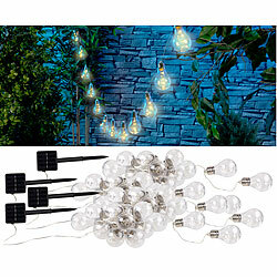 Lunartec 4er-Set Solar-LED-Lichterkette im Glühbirnen-Look, 12 Birnen, 8,5 m Lunartec LED-Solar-Lichterketten in Glühbirnenform