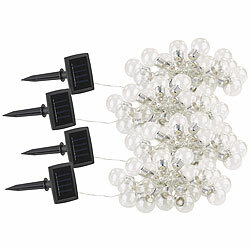 Lunartec 4er-Set Solar-LED-Lichterkette mit 20 LEDs in Glühbirnenform, 3,8 m Lunartec LED-Solar-Lichterketten in Glühbirnenform