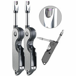 PEARL 2er-Set Elektronische Lichtbogen-Klappfeuerzeuge, USB-Anschluss PEARL Elektronische Lichtbogen-Stabfeuerzeuge