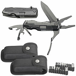 Semptec Urban Survival Technology 2er-Set 5in1-Multitool-Taschenmesser mit Bit-Set und Gürteltasche Semptec Urban Survival Technology Multitool-Taschenmesser