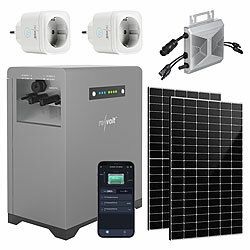 revolt Solaranlagen-Set: Mikroinverter, 2 Solarmodule, Akku, 2 smarte Stecker revolt Solaranlagen-Sets: Mikroinverter mit Solarmodul, Akkuspeicher & Smart-Meter