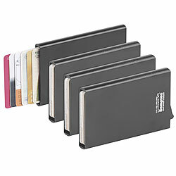 Semptec Urban Survival Technology 4er-Set RFID-Kartenetuis aus Aluminium, Auswurf-Mechanismus Semptec Urban Survival Technology RFID-Kartenetuis, Aluminium, Auswurf-Mechanismus