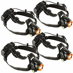 KryoLights 4er-Set Akku-Stirnlampen, Gesten-Steuerung, Cree-T6-LED, 580 Lumen KryoLights Akku-Stirnlampen 