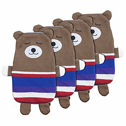 infactory 4er-Set Bezüge im Teddybär-Design für Kinder-Wärmflaschen bis 1 Liter infactory Wärmflaschenbezüge