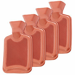 PEARL 4er-Set Wärmflaschen, Größe M, rot, 0,5 Liter PEARL Wärmflaschen