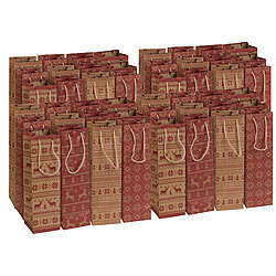 infactory 48er-Set weihnachtliche Kraftpapier-Geschenktüten für Weinflaschen infactory Geschenktüten mit Weihnachts-Motiv für Weinflaschen 