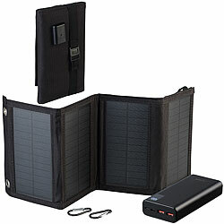 revolt USB-Powerbank mit 10-Watt-Falt-Solarpanel, 20.000 mAh, USB-C PD, 20 W revolt Powerbanks mit Quick Charge 3.0 & USB Typ C 