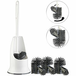 BadeStern WC-Silikon-Bürste mit Spülrandreiniger & Halter, 3-Zusatz-Bürstenköpfe BadeStern WC-Garnituren mit Silikon-Bürste und Randreiniger 