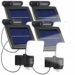 Luminea 4er-Set Solar-LED-Wandfluter für außen, PIR-Sensor, 5,4W, 300 lm, IP44 Luminea 