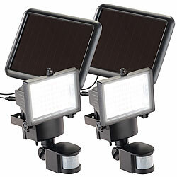 Luminea 2er-Set Solar-LED-Wand-Fluter für außen, mit Bewegungssensor, 600 lm Luminea LED-Solar-Fluter mit Bewegungsmelder