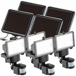 Luminea 4er-Set Solar-LED-Wand-Fluter für außen, mit Bewegungssensor, 600 lm Luminea