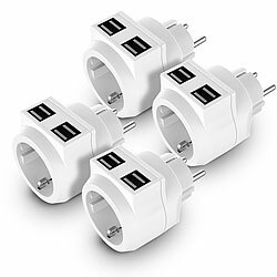 revolt 4er-Set 2in1-Steckdosen mit 4-fach-USB-Netzteil (3,6 A / 18 Watt) revolt USB-Steckdosen