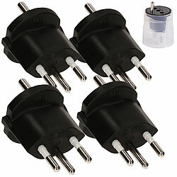 Max Hauri  4er-Set Fixadapter Typ 12, für Schutzkontakt-Stecker, 3-polig, schwarz Max Hauri  Fixadapter Typ 12 für Schutzkontaktstecker, 3-polig