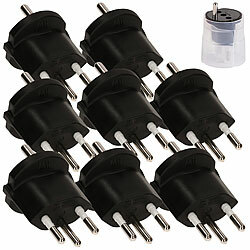 Max Hauri AG 8er-Set Fixadapter Typ 12, für Schutzkontakt-Stecker, 3-polig, schwarz Max Hauri AG Fixadapter Typ 12 für Schutzkontaktstecker, 3-polig