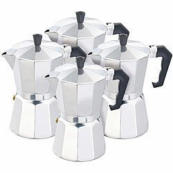 Cucina di Modena 4er-Set Espresso-Kocher für 6 Tassen, für Gas-, Ceran- & Elektro-Herd Cucina di Modena Espressokocher