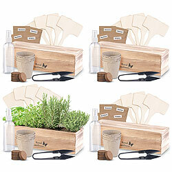 Royal Gardineer 4er-Set Geschenkboxen Anzuchtsets italienische Kräuter Royal Gardineer Kräuter-Anzuchtsets mit 4 Samenarten und Zubehör