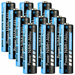 PEARL 12er-Set NiMH-Akkus Typ AA Mignon, 2.700 mAh PEARL NiMH-Akkus Mignon (AA)