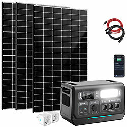 revolt On-Grid-Powerstation & Solar-Konverter, 3 Solarmodule & 5 m Solarkabel revolt 2in1-Hochleistungsakkus & On-Grid-Solar-Konverter mit WLAN, App & Solarmodulen