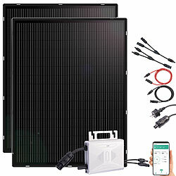 revolt Solaranglagen-Set: WLAN-Mikroinverter, 2x 215-W-Slim-Solarmodul, Kabel revolt Solaranlagen-Set: Mikro-Inverter mit MPPT-Regler und Solarpanel 