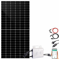 revolt Solar-Set: WLAN-Mikroinverter + 585-W-Full-Screen-Solarmodul + Kabel revolt Solaranlagen-Set: Mikro-Inverter mit MPPT-Regler und Solarpanel