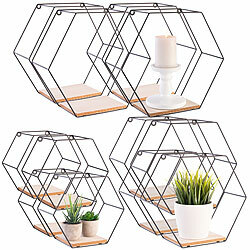 Carlo Milano 12 Hexagon-Metall-Wandregale, 3 verschiedene Größen, schwarz Carlo Milano Hexagon-Wandregale