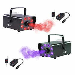 Lunartec 2er-Set Nebelmaschinen, 8 RGB-LEDs, 300-ml-Tank, Fernbedienung, 700 W Lunartec Nebelmaschinen mit RGB-LEDs und Fernbedienung 