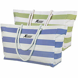 Xcase 2er-Set wasserabweisende Strandtaschen, blau/weiß und grün/weiß Xcase Strandtaschen