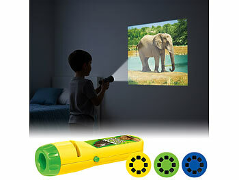 Playtastic 4er-Set Projektor-Taschenlampen mit 96 Bildern auf 12 Bildscheiben 