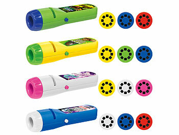 Playtastic 4er-Set Projektor-Taschenlampen mit 96 Bildern auf 12 Bildscheiben 
