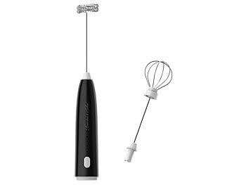 Rosenstein & Söhne Hand Milchaufschäumer: 2in1-Akku-Milchaufschäumer, 800 mAh, 3 Geschwindigkeiten; 2 Aufsätze (Elektrische Milchaufschäumer)