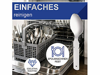 Rosenstein & Söhne Camping-Essbestecke: 4er-Set 4-teiliges Edelstahl-Camping-Besteck-Set (Kompaktes Camping-Eßbesteck)