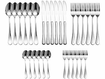 Rosenstein & Söhne klassische Besteck Sets: 90-teiliges Besteck-Set für 18 Personen, Edelstahl, hochglanzpolier (Tischgeschirr Set)