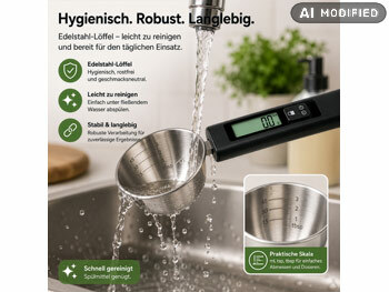 Rosenstein & Söhne Digitale Löffelwaage: Digitale Löffel-Waage mit Edelstahl-Löffel, LCD-Display, bis 300 g (Loeffelwaage)