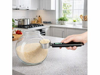 Rosenstein & Söhne LCD Löffelwaage: 2er-Set Digitale Löffel-Waage mit Edelstahl-Löffel, bis 300 g (Kaffee-Waage)