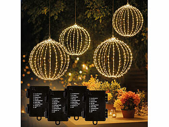 Lunartec Leuchtkugel Set: 4er-Set LED-Leuchtkugeln mit Ø 33 und 28 cm, 8 Modi, Timer, IP44 (Deko LED Kugeln)