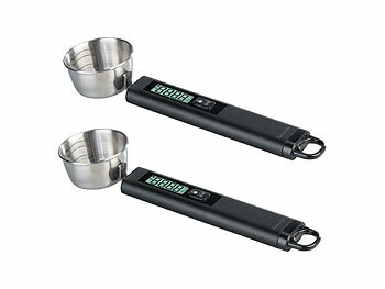 Rosenstein & Söhne LCD-Löffelwaage: 2er-Set Digitale Löffel-Waage mit Edelstahl-Löffel, bis 300 g (Kaffeemaß Waage)