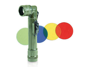 US LED Winkeltaschenlampe mit Morsefunktion und Farbfiltern, oliv / Taschenlampe