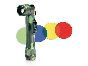 US LED Winkeltaschenlampe mit Morsefunktion und Farbfiltern, flecktarn / Taschenlampe