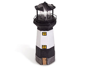 Leuchtturm, Solarleuchtturm, Solarlicht, Dekoration Hübsche Garten- oder Balkondekoration mit 360° rotierendem LED-Licht. Dank Solartechnik flexibel