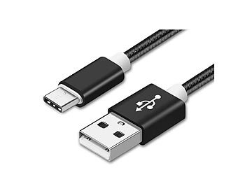 Ladekabel USB Type-C - 1,0 Meter (Schwarz-Nylon) / Usb C Kabel