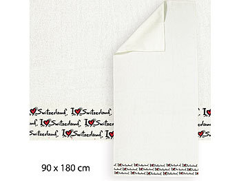 Badetuch, Design I Love Switzerland, 90 x180cm Ein Traum in Ihrem Bad: Das flauschig weiche Tuch sieht nicht nur wunderschÃ¶n aus, sondern trocknet