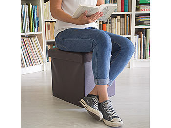 Sitzhocker braun Leder Polsterhocker mit Stauraum GemÃ¼tlicher, weich gepolsterter Hocker mit viel Platz fÃ¼r Kissen, Zeitschriften, Spielzeug etc.