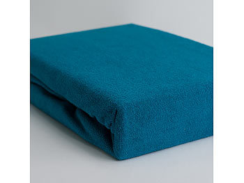 Luxus Frottee Fixleintuch, Baumwolle und Microfaser Dieses flauschige Bettlaken spannt sich geschmeidig um Doppelmatratzen bis 140 cm Breite. Das