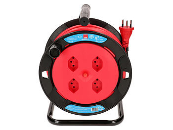 15 m Kabeltrommel mit Thermoschutz Geniessen Sie 15 Meter Kabelfreiheit für bis zu 4 Geräte und zeitgemässe Sicherheit. * 15 Meter Kabelrolle aus