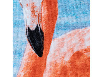 Badetuch aus Baumwoll-Frottee: Motiv Flamingo