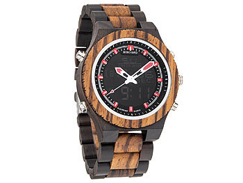 Armbanduhr mit HolzgehÃ¤use, Holz Armbanduhr, Holz Uhr Edles Holz fÃ¼r ein elegantes Design: Dieser edle Chronograph verfÃ¼gt Ã¼ber ein Ziffernblatt
