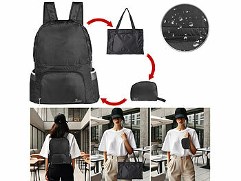 Rucksacktasche: Xcase Faltbarer 2in1-Rucksack & -Tasche, leicht, wasserdicht, 20 l, 180g