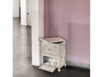 Box mit Deckel: Xcase 2er-Set Aufbewahrungsboxen mit Rollen, mit Deckel & MDF-Ablage, je 30l