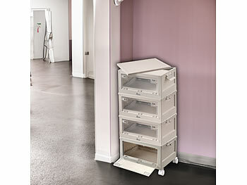 Stapelboxen: Xcase 4er-Set faltbare Aufbewahrungsboxen mit Deckel, 4 Rollen, 45 l, weiß
