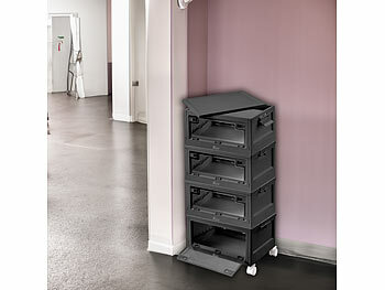 Box mit Deckel: Xcase 4er-Set faltbare Aufbewahrungsboxen mit Deckel, 4 Rollen, 45l, schwarz